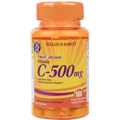 Holland & Barrett Vitamin C 500 mg / Timed Release with Rose Hips & Bioflavonoids [100 каплети]