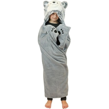 Cozy Noxxiez Husky hrejivá deka s kapucňou so zvieratkom a labkovými vreckami