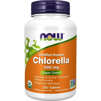 NOW NOW Chlorella 500 mg Organic, 200 Tablets