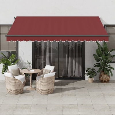 vidaXL Automatická zatahovací markýza burgundská 400 x 350 cm