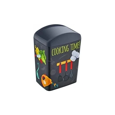 HORECANO - Пластмасов кош за смет / отпадъци с люлеещ капак 5л с декор "Cooking" HOME-(TRN-194-01) (014825)