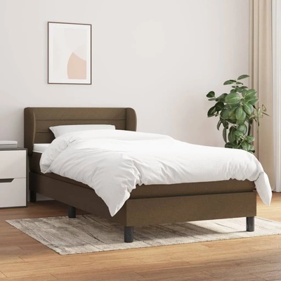 vidaXL Боксспринг легло с матрак, тъмнокафяво, 90x190 см, плат (3126288)