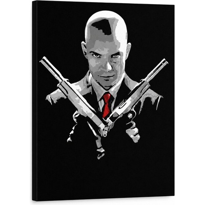 Ručne maľovaný POP Art obraz HITMAN - 60x80 cm