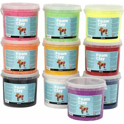 Creative Samotvrdnoucí modelovací pěnová kuličková hmota Foam Clay SADA 10 x 560g BAREV