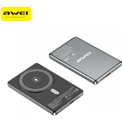 Awei PA-30 5000mAh безжична зарядна батерия MagSafe сива (PA-30)