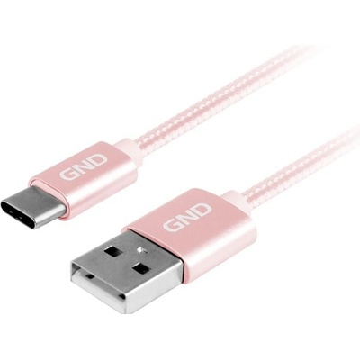GND USBAC100MM09 USB / USB-C, opletený, 1m, ružový