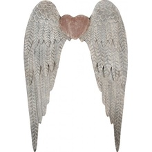 Clayre & Eef Zinková antik nástenná dekorácia anjelské krídla Wings Angel 79*6*113 cm