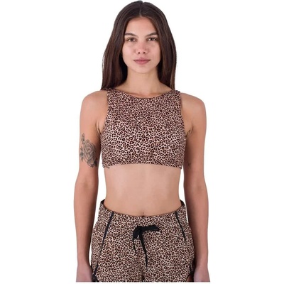 Hurley Max Leopard High Neck 2 Way bikini top - Brown (Brown Sugar)
