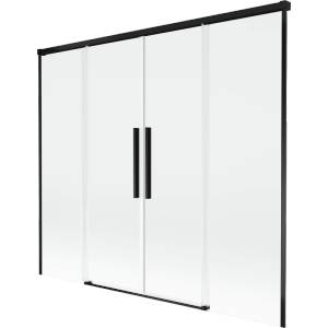 Mexen Rox душ екран с две крила, разтегаем 170 x 150 см, прозрачен, черен (8C9-170-002-70-00)