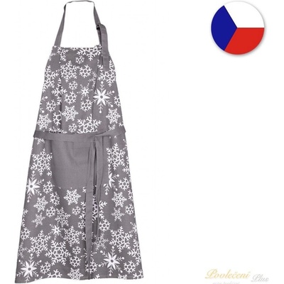 Forbyt Kuchyňská vánoční zástěra Vločky šedé 70x90cm