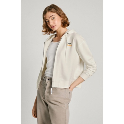 Pepe Jeans mikina EDNA dámská s kapucí s potiskem PL581445 béžová