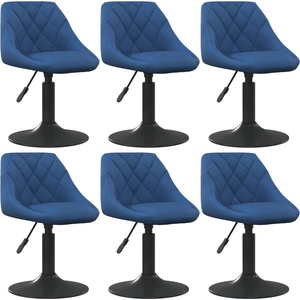 vidaXL Въртящи се трапезни столове, 6 бр, сини, кадифе (3088806)