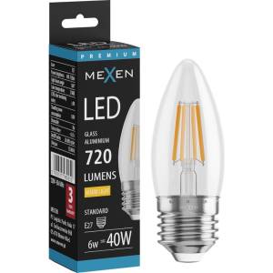 Mexen Vintis LED филамент крушка E27, C35, 6W, Топла - 2700K, 720 lm, прозрачна - L154-E27-0627-00 (L154-E27-0627-00)