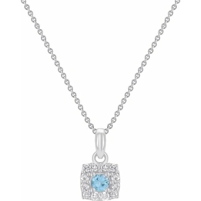 Eppi Strieborný akvamarínový prívesok s lab grown diamantmi Merritt P44313