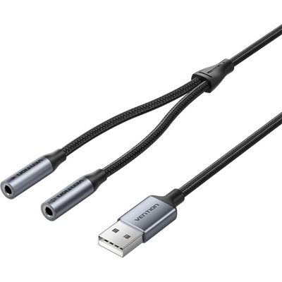 Vention Външна звукова карта Vention USB 2-Port CVHHC, 3.5mm Stereo Jack x2, 48KHz 16bit, 2.1 Channel, 0.25m - CVHHC (CVHHC)