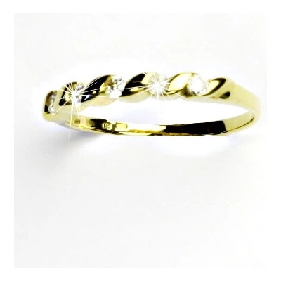 Čištín zlatý prten žluté zlato prstýnek se zirkony čirý zikon VR 221