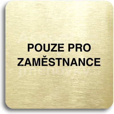ACCEPT Piktogram pouze pro zaměstnance - zlatá tabulka - černý tisk bez rámečku