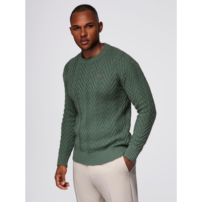 Ombre Clothing Мъжки пуловер от зигзаг плетене - избледняла зелена V2 OM-SWSW-0147 Ombre Clothing Ombre Clothing | Zelen | МЪЖЕ | S