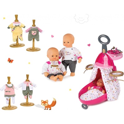 Smoby Prebaľovací vozík pre bábiku Baby Nurse s postieľkou+bábika+3ks šaty 220316-5