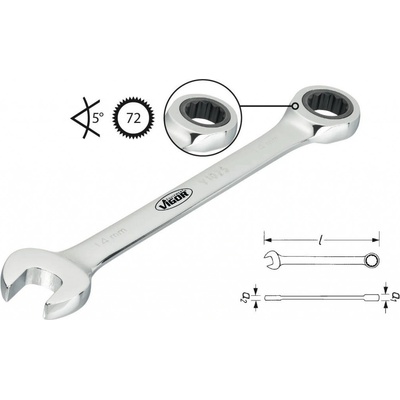 Vigor Ráčnový očkoplochý klíč SW 12 mm dlouhé provedení V1022