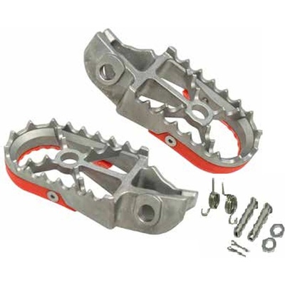 BUZZETTI stupačky řidiče KTM SX 85 18-22; SX/SXF 125/250/350/450 16-22; HUSQVARNA TC 85 18-22; TC 125 16-22; FC 250-450 16-22; FX 350/450 17-22 ( nerez v kompletu s montážní sadou 2 pružiny, 2 čepy, 2
