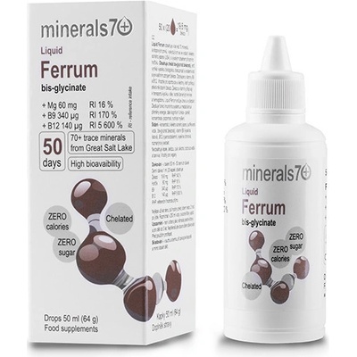 Minerals70 Liquid Ferrum koncentrát s vysokým obsahem železa 50 ml