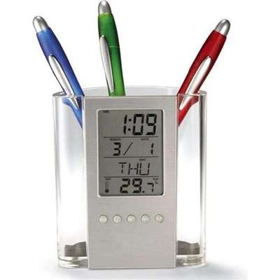 TOO phc-200-c сребърен дигитален часовник с държач за писалка (phc-200-c)