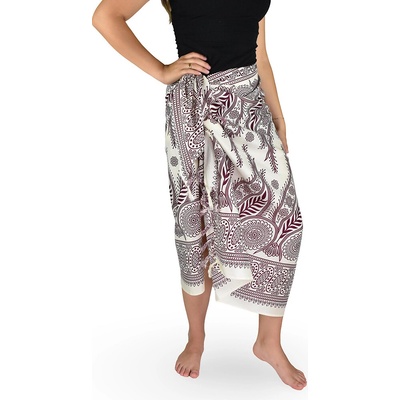 Thajsko Sarong Pareo BUN záhrada ivory fialový vzor