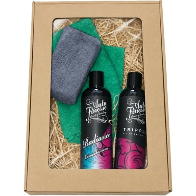 Red-rider Dárkový set Auto Finesse Tripple All In One Polish 500 ml + Auto Finesse Radiance Carnauba Creme 500 ml + Auto Finesse Polishing Pads + Auto Finesse Micro Tweed Towel
