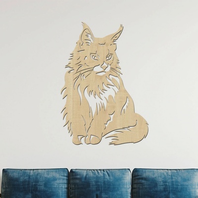 dřevo života Dřevěný obraz Mainské mývalí kočky Zvolte rozměr šxv (cm): 28x40, Zvolte barvu dekoru: Javor