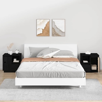 Image 1 of vidaXL Нощни шкафчета, 2 бр, черни, 50x34x50 см, борово дърво масив (814488)