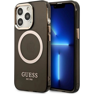 GUESS Кейс Guess GUHMP13LHTCMK за iPhone 13 Pro / 13 6.1", черен / черен, твърд, Gold Outline Translucent MagSafe (3666339057039)