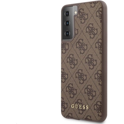 GUESS 4G Charms Collection Hard Case - дизайнерски кожен кейс за Samsung Galaxy S21 Plus (кафяв)
