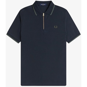Fred Perry Блуза с яка Fred Perry Men's Crepe Zipped Short-Sleeve Polo Shirt - Navy 608