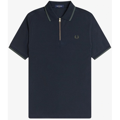 Fred Perry Блуза с яка Fred Perry Men's Crepe Zipped Short-Sleeve Polo Shirt - Navy 608