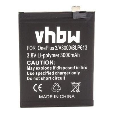 VHBW Батерия за OnePlus 3, BLP613, 3000 mAh (800113635)