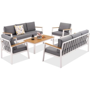 Garden Point Луксозен комплект алуминиеви градински мебели Zakintos Coffee 8 бял Garden Point (GAP1470-10)
