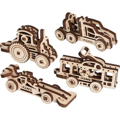 Ugears 3D mechanické puzzle U-Fidgety - hnací vozidla 36 ks