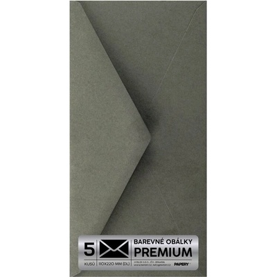 Obálka PREMIUM 5 KS (DL) 110x220 mm Antracitová Vintage