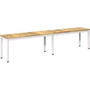 vidaXL Градинска пейка 201 x 35 x 45 см Солидно акациево дърво Бяло (901753)