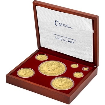Česká mincovna Sada zlatých mincí Český lev stand 1/25 1/4 1/2 1 5 1000 g 10 oz