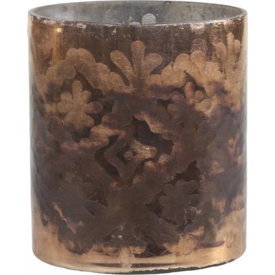 Mocca antik skleněný svícen na čajovou svíčku Grindi - Ø 10*12 cm - Chic Antique