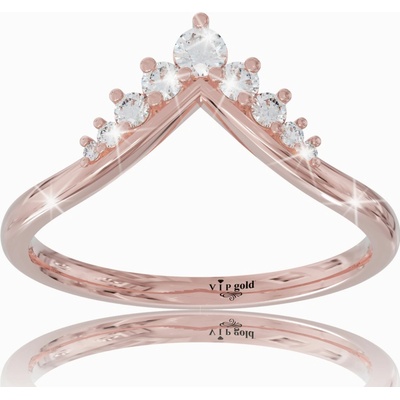 VIPgold Zlatý prsteň s bielymi zafírmi v červenom zlate R34558c S