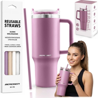 Berdsen termohrnček so slamkou 1180 ml ružový