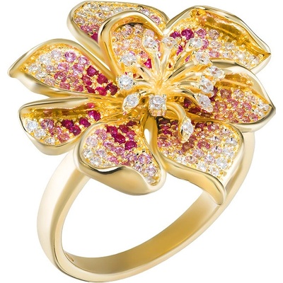 Preciosa Pozlacený stříbrný prsten květ Mirage s kubickou zirkonií Preciosa 5448Y69