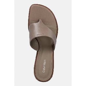 Calvin Klein джапанки дамски от кожа BLOCK HEEL SNDL THONG LTH (HW0HW03017) - answear - 160,36 лв
