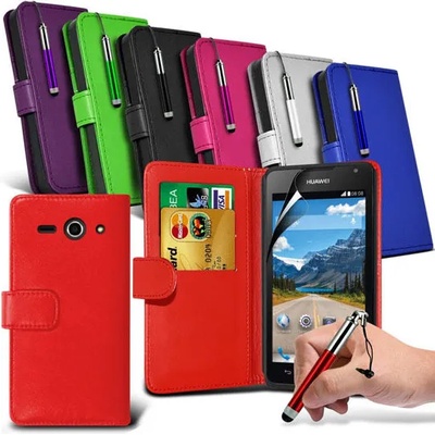 Huawei Ascend Y530 Wallet Кожен Калъф + Скрийн Протектор и Стилу