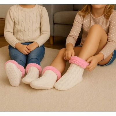 Detské teplé papuče biele SOFTSAIL