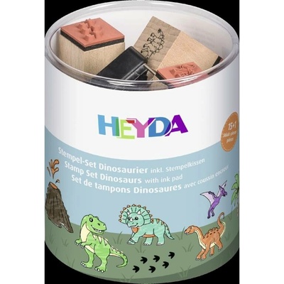 HEYDA Dřevěná razítka 15 ks - dinosauři