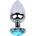 Sensual Метално дилдо Butt Plug "SILVER HEART BLUE" 8 см. Размер-М